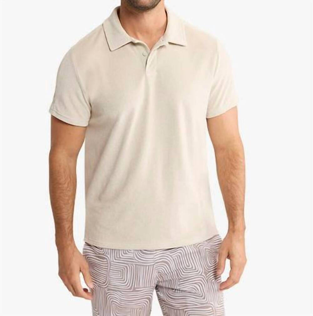 NEW FAIR HARBOR ravello terry polo shirt in sand
